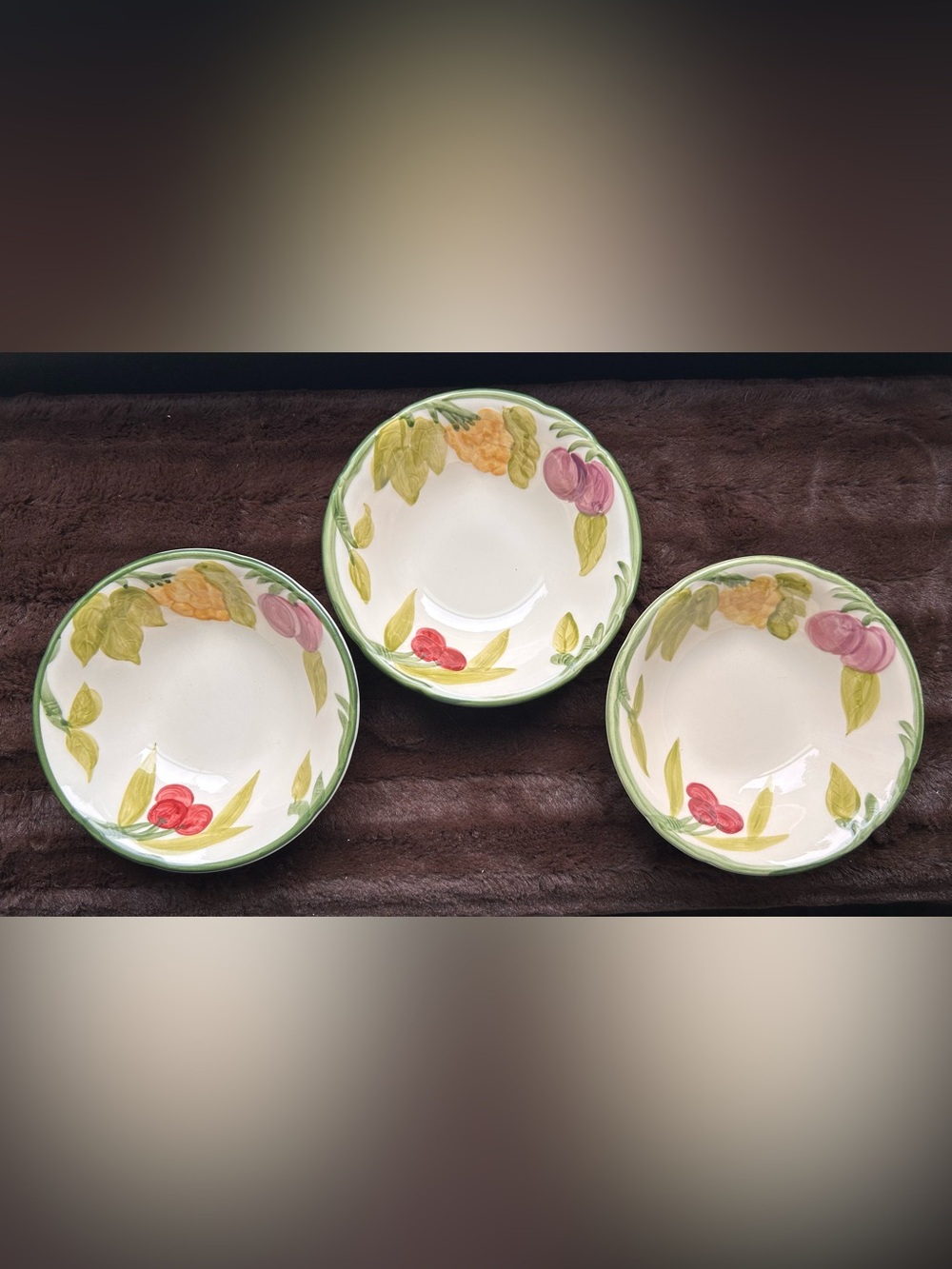 3 vintage Franciscan pottery Fresh Fruit Dessert Sauce cereal 6” Bowls USA